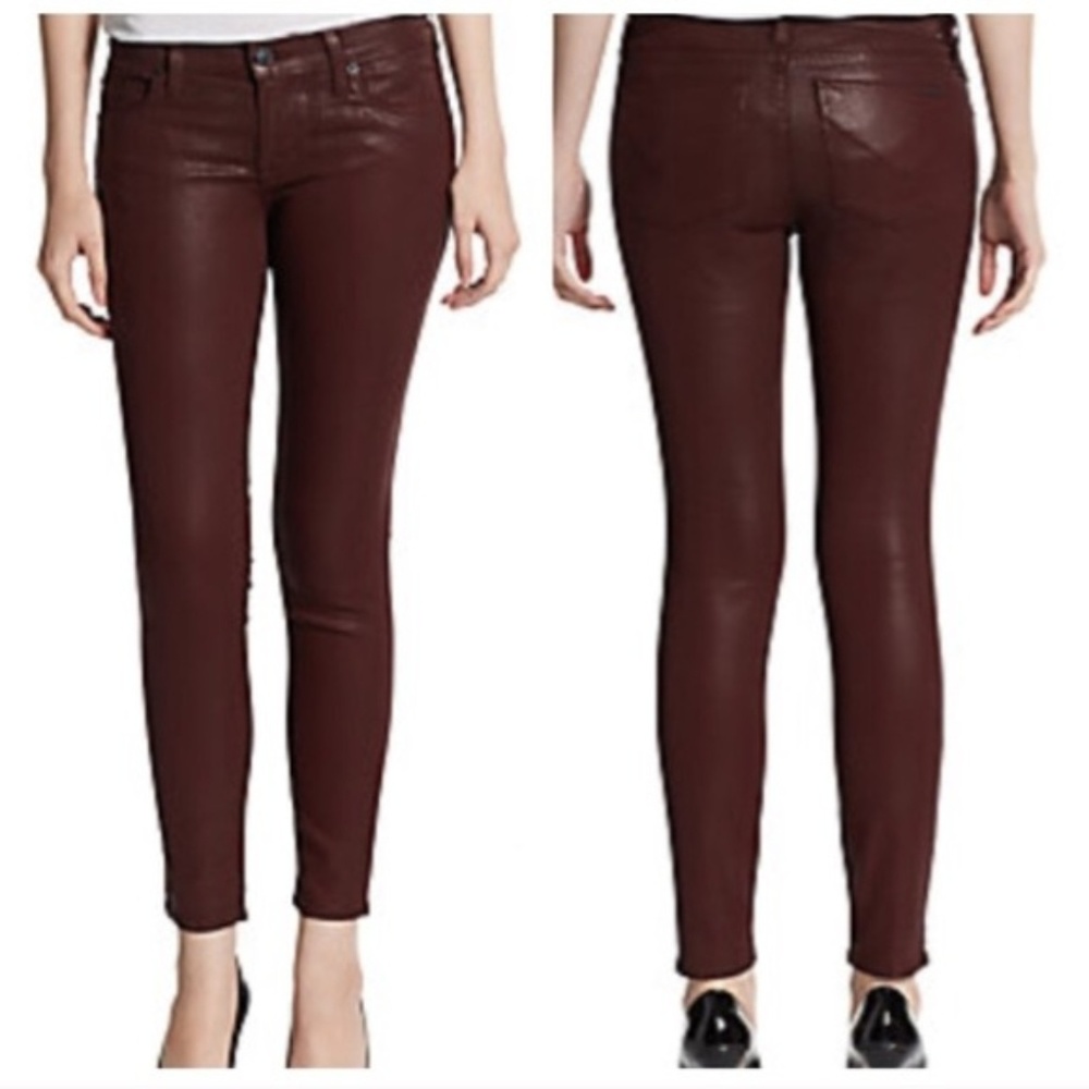 Burguny "Krista" Skinny Wax Coated Jeans